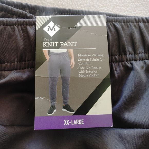 Tech Knit Pant Jogger Mens XXL Pockets Moisture Wicking Zipper Hem Member's Mark - Picture 4 of 5